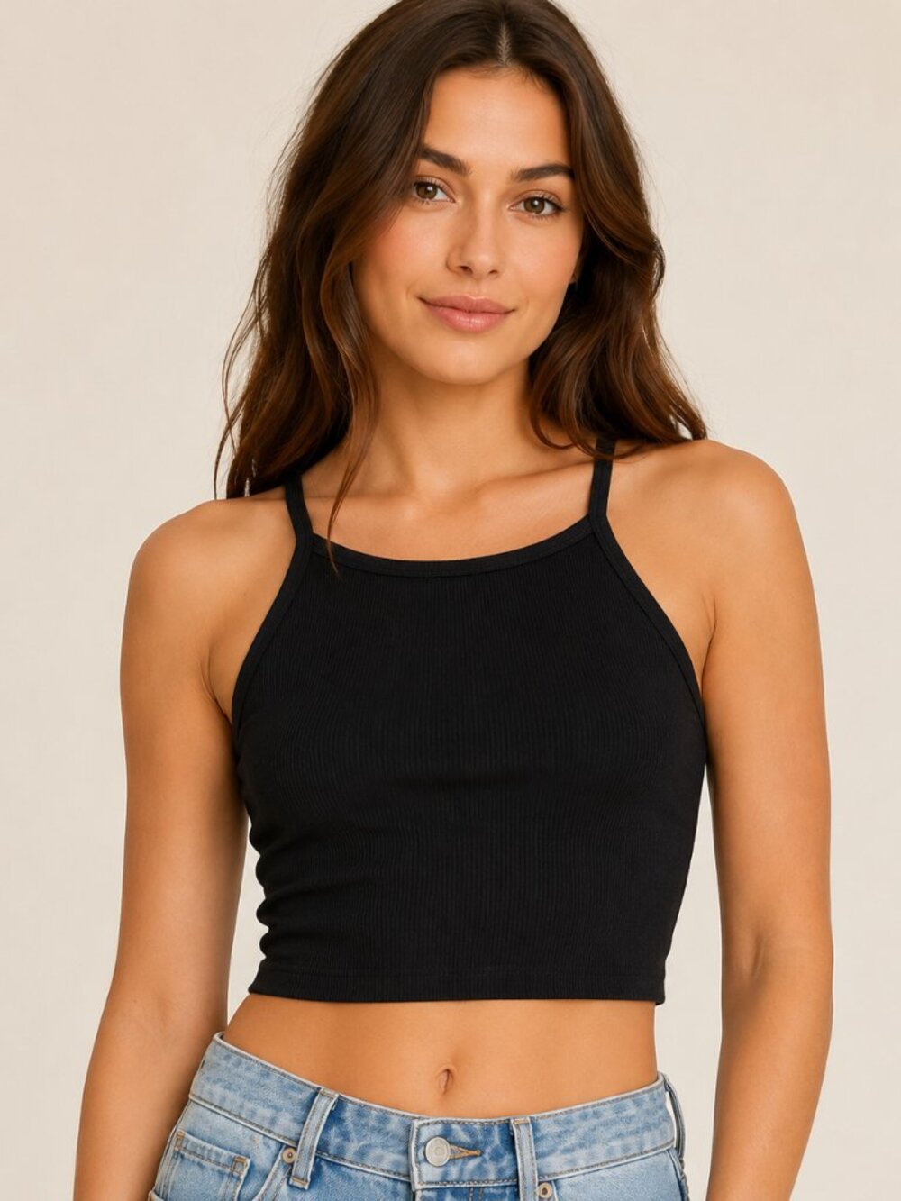 Tna Ribbed Racerback Crop Tank Top Black